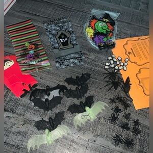 Halloween Goodie Baggies, plastic bats, erasers, plastic bugs